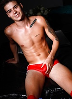 Twink in red sportswear by Male Model