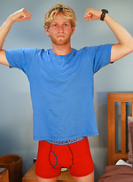 Athletic Blond Surfer Sam Shows his Hairy Body & Big Uncut Cock! by English Lads