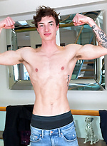 Young Fit & Lean Oscar Shows off his Ripped Body & Wanks his Big Uncut Cock! by English Lads