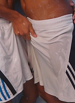 Ray and Nick wet the bed while they get soaked during a horny bareback piss session by Gay Asian Piss