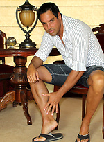 Marcello rubs his feet hard and then his cock softly by With Marcello With Marcello