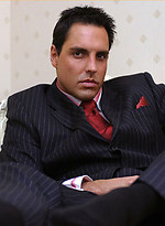 Horny Marcello wearing a pin stripe suit with bare feet and masturbating by With Marcello With Marcello