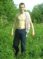 Sweet young twink strips outside and shows his hard cock and hairy ass. by EU Twinks
