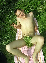 Sweet young twink strips outside and shows his hard cock and hairy ass. by EU Twinks