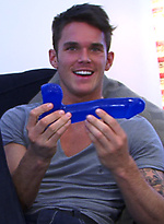 Straight Young Footballer Jay Hall Slides Up and Down on the Massive Blue Dildo by English Lads With Jay Hall