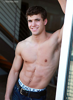 Hot muscle stud Bradley shows his perfect abs and cock by Frat Men