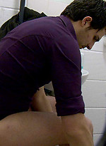 The pervy cameraman at Sneakypeek catches a hunky workman coming into the bus station toilet to have a crap. by Sneaky Peek