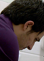 The pervy cameraman at Sneakypeek catches a hunky workman coming into the bus station toilet to have a crap. by Sneaky Peek