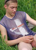 Hubert plays with his cock outdoors by Teens and Twinks