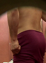 Horny young man entering a swimming pool cubicle to change for a swim. by Sneaky Peek