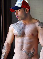 Champion Body Builder Max Hilton strips and wanks for Ben by Bentley Race