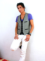 Brunette hottie Benjamin London shows his boner by Squirtz