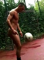 Horny footballer practicing keeping his ball up while totally naked!  by Eric Deman