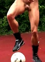 Horny footballer practicing keeping his ball up while totally naked!  by Eric Deman