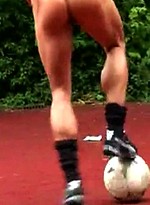 Horny footballer practicing keeping his ball up while totally naked!  by Eric Deman