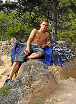 Chris posing outdoors by Boys Nation