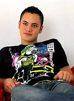Brunette boy Fred naked by Squirtz