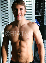 Hot muscled boy Burke shows his sexy body and a boner by Frat Men