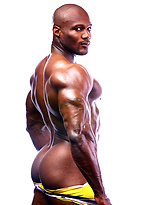 Bald ebony pro bodybuilder Leon Jacksons by Muscle Hunks
