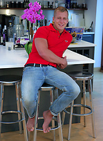 Personal Trainer Alfie, Muscular & Ripped Young Man Shows off his Impressively Sized Uncut Weapon by English Lads