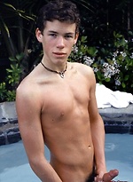 Cute twink blows a hot creamy load all over himself pool side. by Mount Equinox
