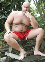 Hairy bald chubby bear Brick Hampton outdoors by Pantheon Bear With Brick Hampton