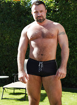 Horny bear Marc Angelo shows his cock outdoors by Pantheon Bear With Marc Angelo