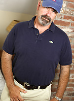Hairy daddy Tony Thompson strokes his fat uncut dick by Pantheon Bear