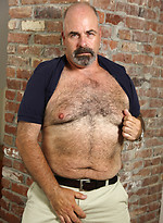 Hairy daddy Tony Thompson strokes his fat uncut dick by Pantheon Bear