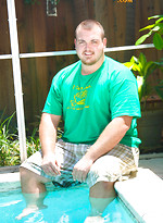 Chubby dude Hunter posing outdoors by Pantheon Bear