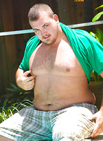Chubby dude Hunter posing outdoors by Pantheon Bear