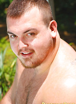 Chubby dude Hunter posing outdoors by Pantheon Bear