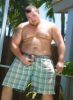 Chubby dude Hunter posing outdoors by Pantheon Bear