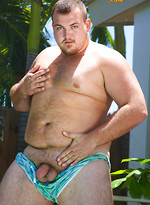 Chubby dude Hunter posing outdoors by Pantheon Bear