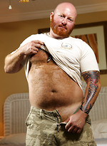 Read beard man Rusty G strokes cock by Pantheon Bear