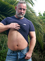 Silver dad Brent Cage outdoors by Pantheon Bear With Brent Cage