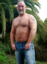 Silver dad Brent Cage outdoors by Pantheon Bear With Brent Cage