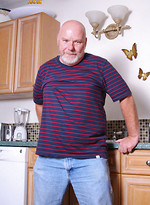 Bald daddy bear Sterling Steel shows his small cock by Pantheon Bear