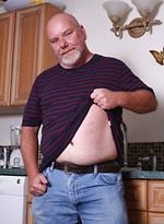Bald daddy bear Sterling Steel shows his small cock by Pantheon Bear