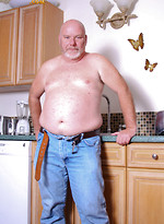 Bald daddy bear Sterling Steel shows his small cock by Pantheon Bear