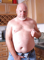 Bald daddy bear Sterling Steel shows his small cock by Pantheon Bear