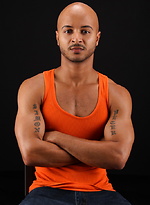 Bald ebony muscle man Simon strokes dick and shoots a load by ChaosMen