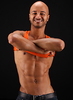 Bald ebony muscle man Simon strokes dick and shoots a load by ChaosMen