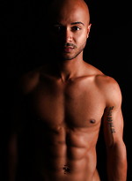 Bald ebony muscle man Simon strokes dick and shoots a load by ChaosMen