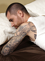 Tattooed dude Evan Mansfield strokes dick by Hot Older Male With Evan Mansfield