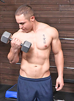 Horny athlete Nestor strokes dick in a gym by SeanCody