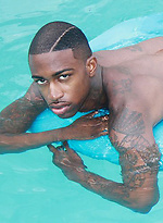 Pool plunge with Ebony muscle boy Rob by BlackNHung