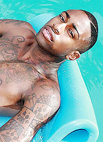 Pool plunge with Ebony muscle boy Rob by BlackNHung