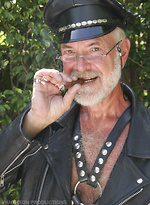 Thom Daddy wears leather gear by Hot Older Male