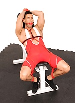 Alexander Garrett bounded in a gym by Bound Jocks With Alexander Garrett